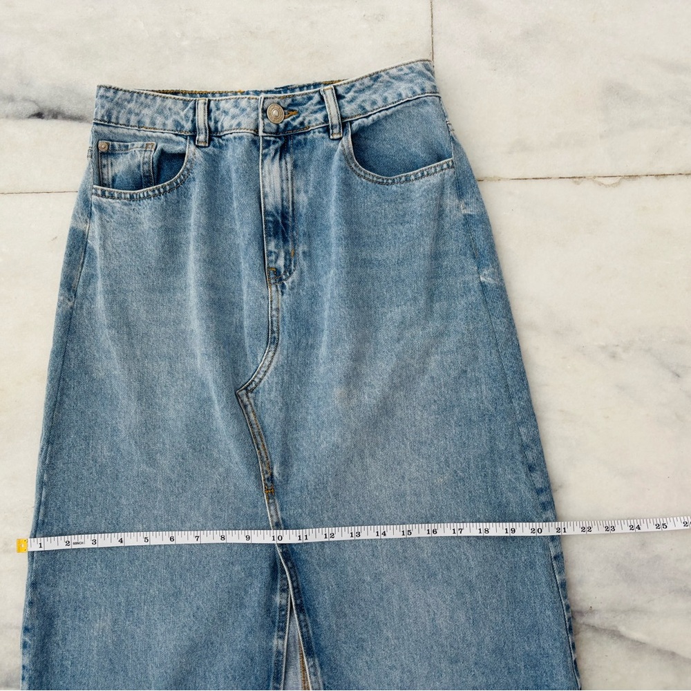 VTG Rifle Denim Maxi Skirt Light Wash Front Slit Womens 10 Boho Hippie Grunge - Picture 7 of 9